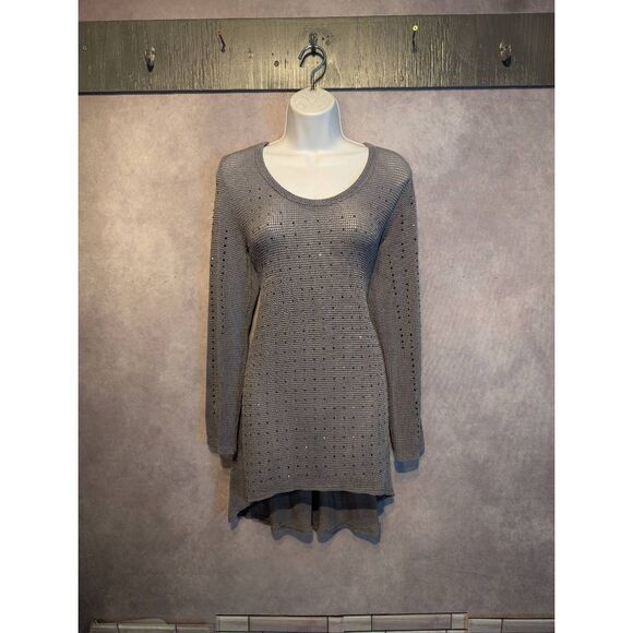 Sheer long sleeved rhinestone minidress size medium - Picture 1 of 4